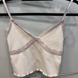 Off white cropped lace cami
